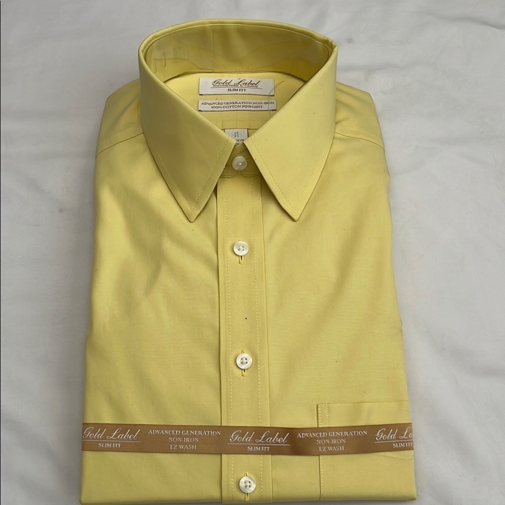 Roundtree & Yorke Yellow Dress Shirt Classic Style